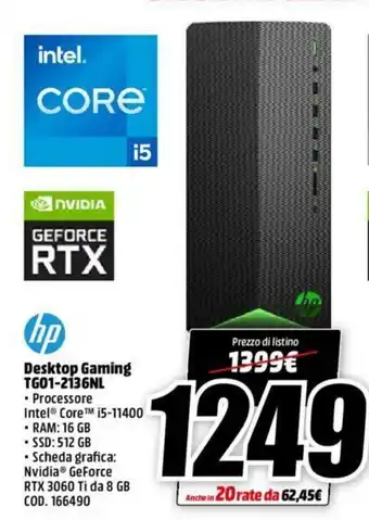 MediaWorld hp Desktop Gaming TG01-2136NL offerta
