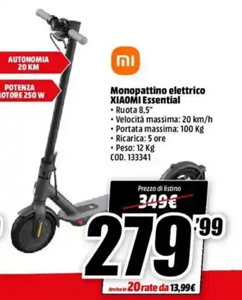 MediaWorld Mi Monopattino elettrico Xiaomi Essential offerta