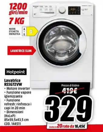 MediaWorld Hotpoint Lavatrice RSSG72VW offerta