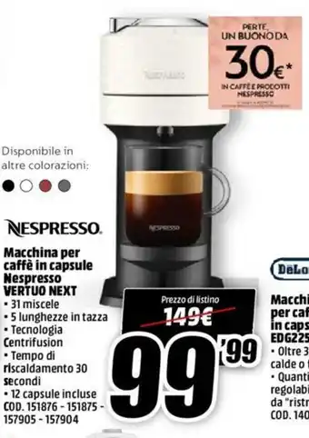 MediaWorld Nespresso Macchina caffè in capsule Nespresso Vertuo next offerta