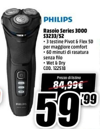 MediaWorld Philips Rasoio Series 3000 S3233/52 offerta
