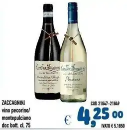 Del Prete Distribuzioni Zaccagnini vino pecorino/montepulciano offerta