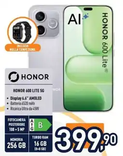 Unieuro Honor 600 Lite 5G offerta