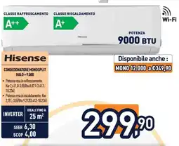 Unieuro Hisense condizionatore monosplit halo + 9000 offerta