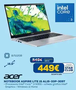 DIMOStore Acer Notebook Aspire Lite 15 offerta