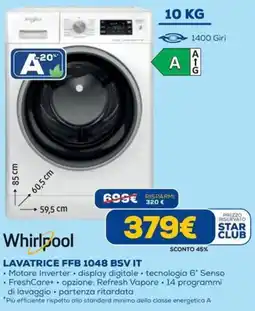 DIMOStore Lavatrice FFB 1048 BSV IT Whirlpool offerta