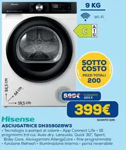 DIMOStore Hisense Asciugatrice DH3S902BW3 offerta