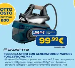 DIMOStore Rowenta ferro da stiro con generatore di vapore force pro vr7444 offerta