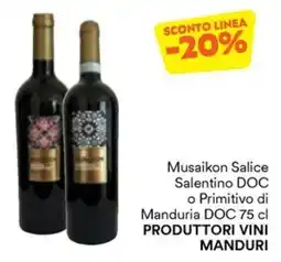 Unes Musaikon Salice Salentino DOC o Primitivo di Manduria DOC offerta