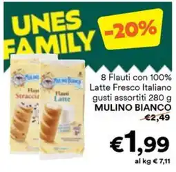 Unes Flauti Latte Mulino Bianco offerta