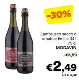 Unes Lambrusco secco o amabile Emilia IGT MODAVIN offerta