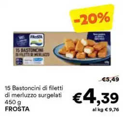 Unes 15 Bastoncini di filetti di merluzzo surgelati FROSTA offerta
