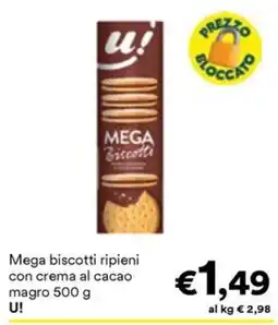 Unes Mega biscotti ripieni con crema al cacao magro U! offerta