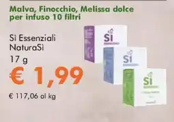 NaturaSì Malva, Finocchio, Melissa dolce per infuso 10 filtri Si Essenziali NaturaSi offerta
