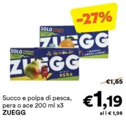 Unes Succo e polpa di pesca, pera o ace ZUEGG offerta