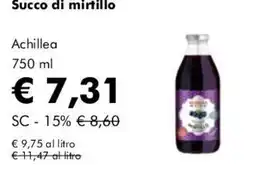 NaturaSì Succo di mirtillo Achillea offerta