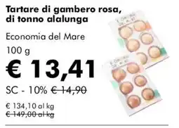 NaturaSì Tartare di gambero rosa, di tonno alalunga Economia del Mare offerta