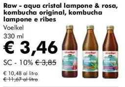 NaturaSì Raw aqua cristal lampone & rosa, kombucha original, kombucha lampone e ribes Voelkel offerta