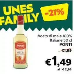 Unes Aceto di mele Ponti offerta