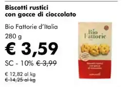 NaturaSì Biscotti rustici con gocce di cioccolato Bio Fattorie d'Italia offerta