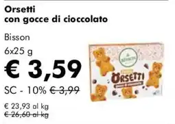 NaturaSì Orsetti con gocce di cioccolato Bisson offerta