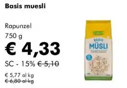 NaturaSì Rapunzel Basis muesli offerta