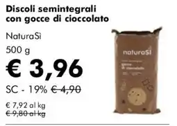 NaturaSì Discoli semintegrali con gocce di cioccolato NaturaSi offerta