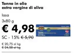 NaturaSì Tonno in olio extra vergine di oliva lasa offerta
