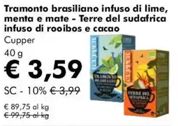 NaturaSì Tramonto brasiliano infuso di lime, menta e mate - Terre del sud africa infuso di rooibos e cacao Cupper offerta