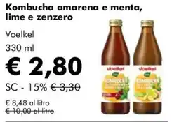 NaturaSì Kombucha amarena e menta, lime e zenzero Voelkel offerta