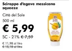 NaturaSì Sciroppo d'agave messicano squeeze Città del Sole offerta