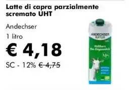 NaturaSì Latte di capra parzialmente scremato UHT Andechser offerta