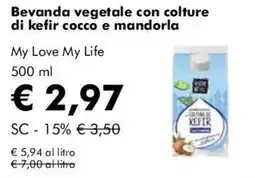 NaturaSì Beveranda vegetale con colture di kefir cocco e mandorla My Love My Life offerta
