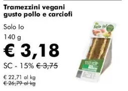 NaturaSì Tramezzini vegani gusto pollo e carciofi Solo io offerta