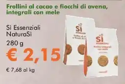 NaturaSì Frollini al cacao e fiocchi di avena, integrali con mele offerta