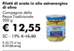 NaturaSì Filetti di orata in olio extravergine di oliva Compagnia della Pesca Tradizionale offerta