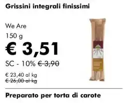 NaturaSì Grissini integrali finissimi We Are offerta