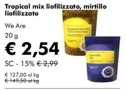 NaturaSì We Are Tropical mix liofilizzato, mirtillo liofilizzato offerta
