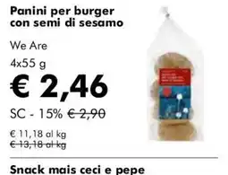 NaturaSì Panini per burger con semi di sesamo We Are offerta