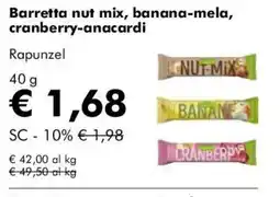 NaturaSì Barretta nut mix, banana-mela, cranberry-anacardi Rapunzel offerta