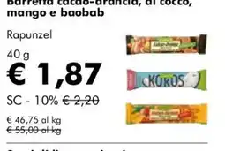 NaturaSì Barretta cacao-arancia, al cocco, mango e baobab Rapunzel offerta