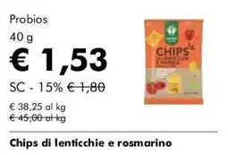NaturaSì Probios Chips di lenticchie e rosmarino offerta