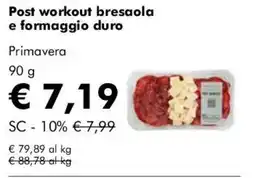 NaturaSì Post workout bresaola e formaggio duro offerta