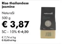 NaturaSì Riso thailandese jasmine NaturaSi offerta