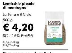 NaturaSì Lenticchie piccole di montagna La Terra e il Cielo offerta
