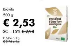 NaturaSì Biovita Cous Cous di Grano Duro semintegrale Bio offerta