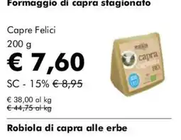 NaturaSì Formaggio di capra stagionato Capre Felici offerta