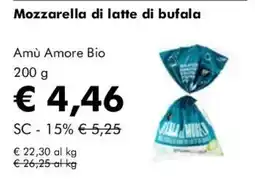 NaturaSì Mozzarella di latte di bufala Amù Amore Bio offerta