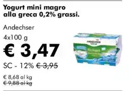 NaturaSì Yogurt mini magro alla greca 0,2% grassi Andechser offerta