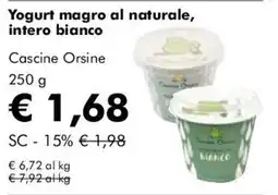 NaturaSì Yogurt magro al naturale intero bianco Cascine Orsine offerta
